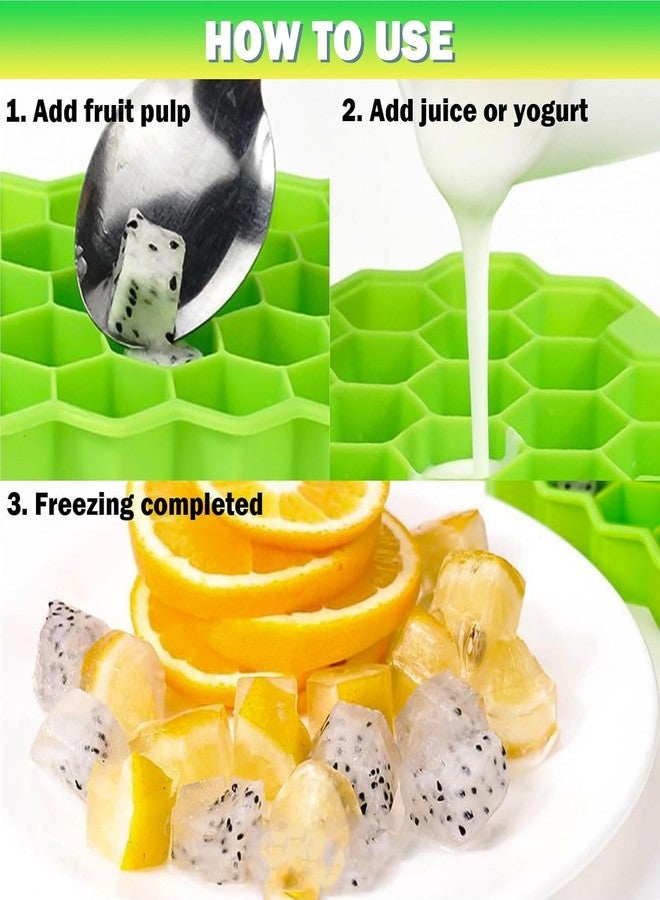 ساندرا قطعتان من قوالب مكعبات الثلج للفريزر، عبوة من قطعتين من قوالب مكعبات الثلج مع غطاء، قالب ثلج سيليكون مع غطاء - 37 خانة، سهل الفك وقابل لإعادة الاستخدام، 74 قطعة من مكعبات الثلج الصغيرة للقهوة المثلجة والكوكتيل والويسكي والشوكولاتة والحساء والطعام (2) - Image 2